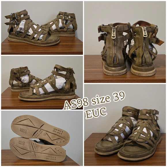 A.S.98 Shoes - A.S.98 Jungle Green Strappy Zip Leather Sandals